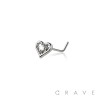 CZ CENTER HEART 316L SURGICAL STEEL L-SHAPE NOSE RING
